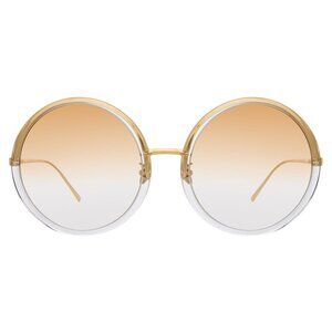 Linda Farrow  Round Sunglasses - Clear Gold